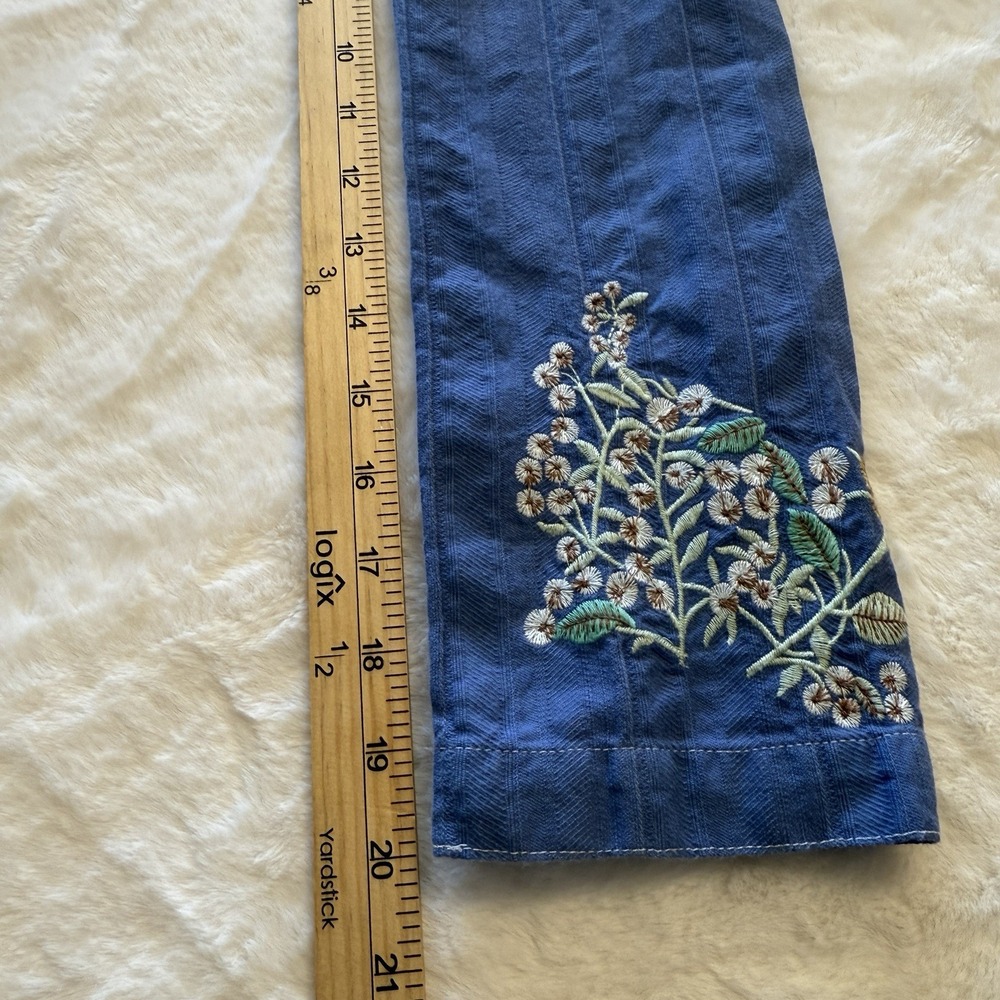 JOHNNY WAS Blue Floral Embroidered Jacket Button Small Boho Whimsy - Picture 9 of 9